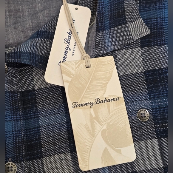 NWT TOMMY BAHAMA  Canyon Beach Flannel Cozy Check Men’s XXL Teal Bay Blue Color - Picture 15 of 16